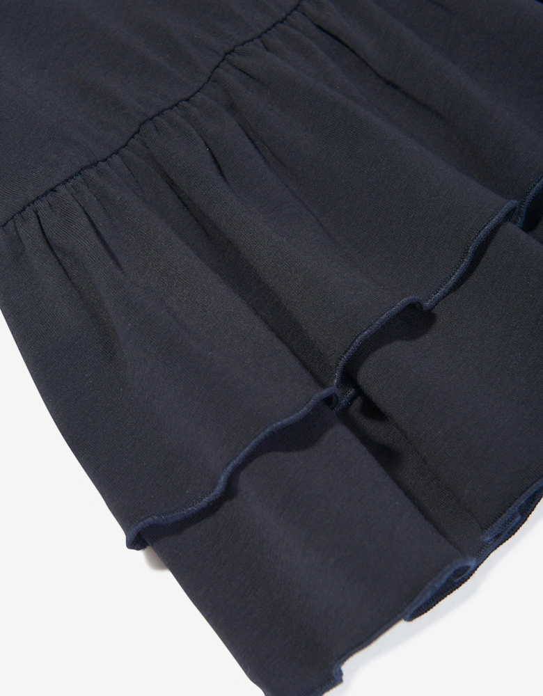 Baby Girls Logo Ruffle Dress in Navy