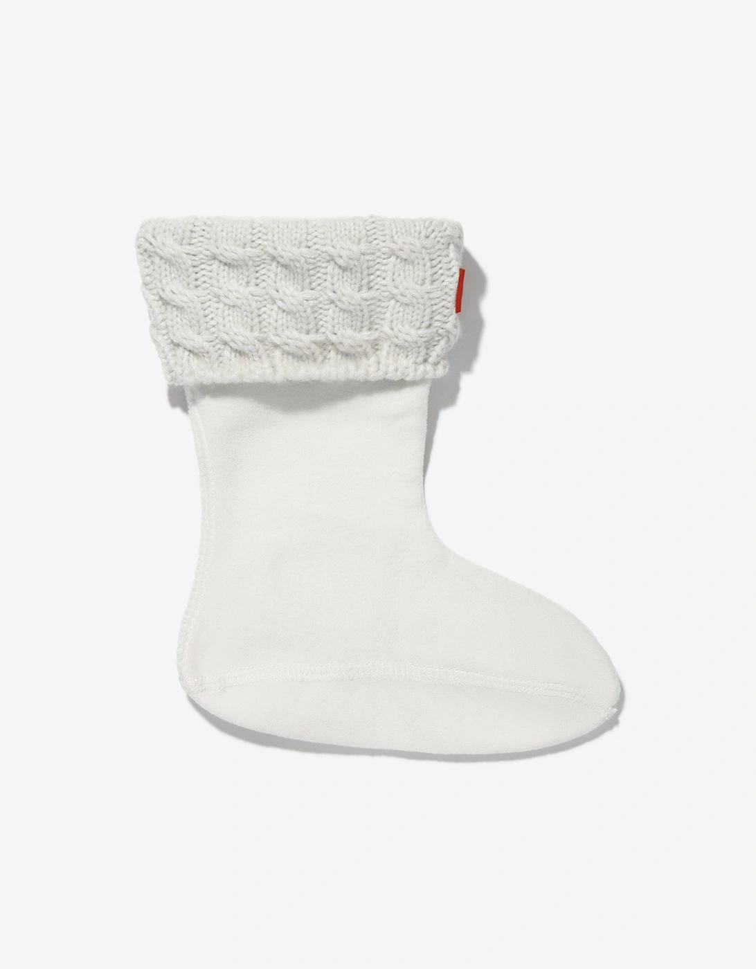 Kids Recycled 6 Stitch Cable Boot Socks in White