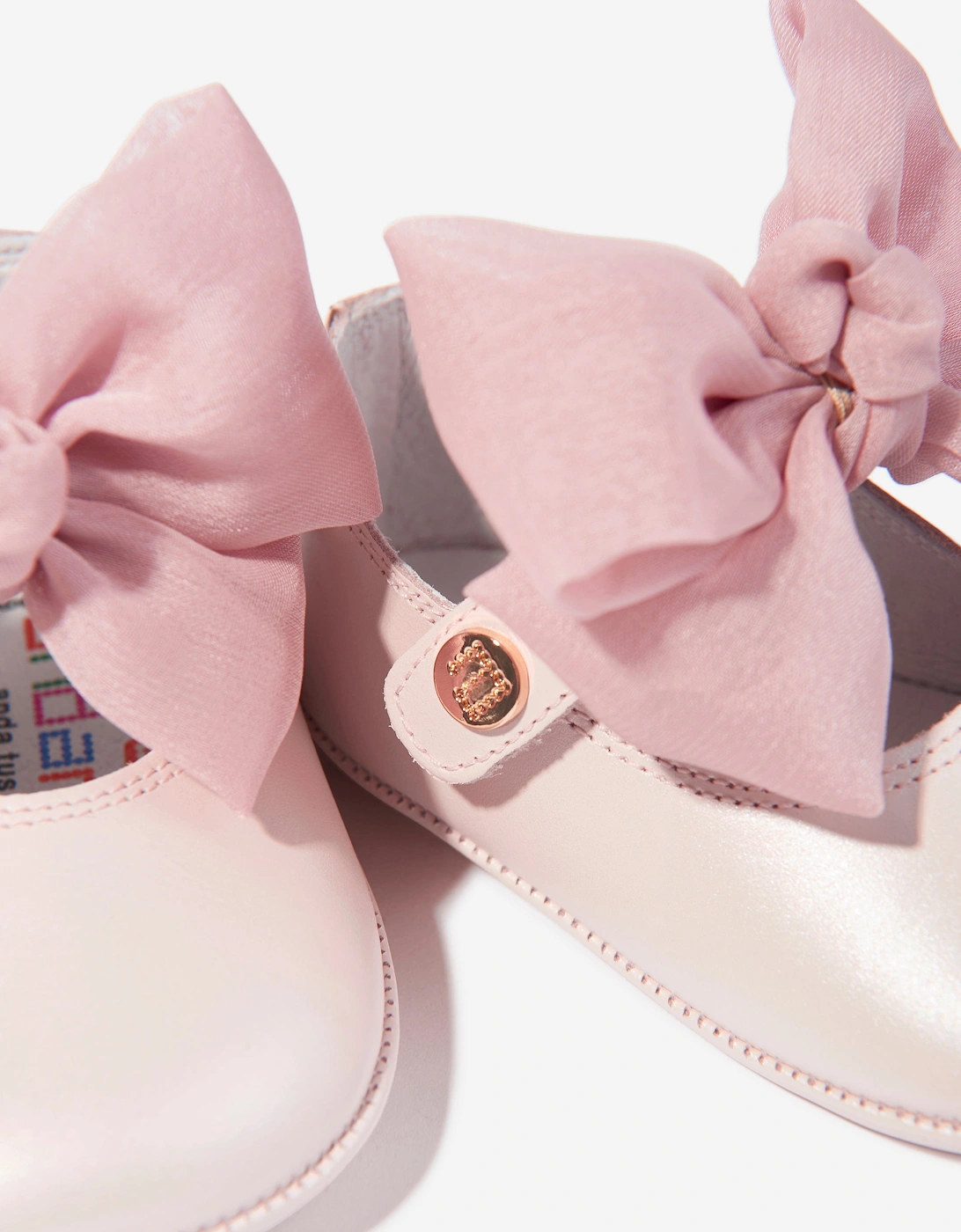 Baby Girls Leather Bow Shoes in Pink