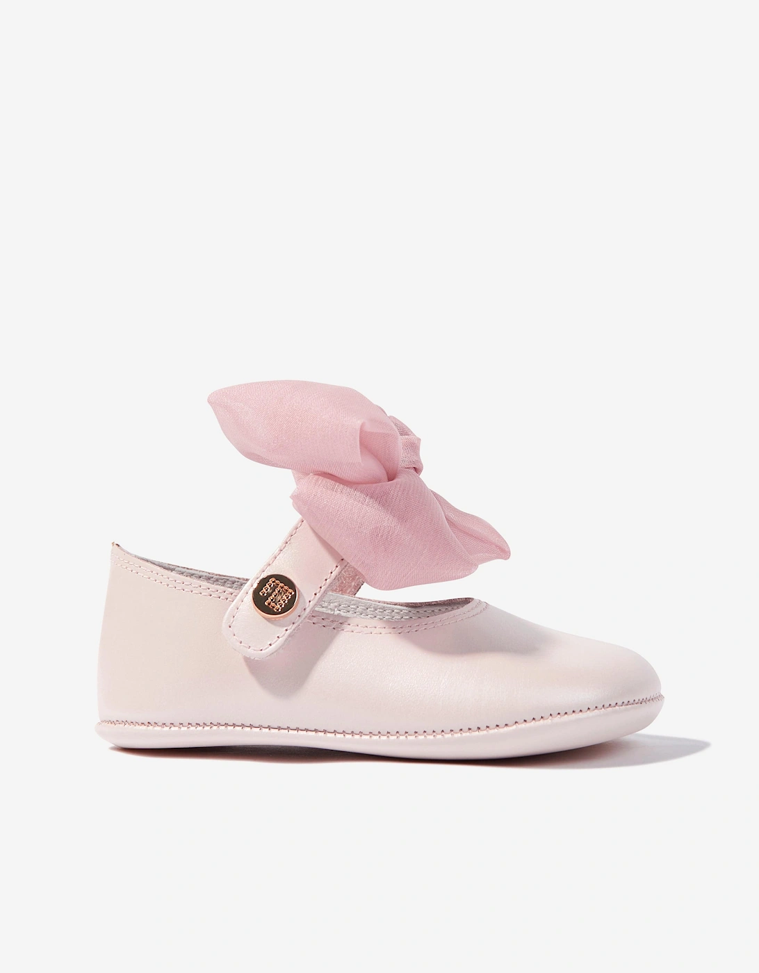 Baby Girls Leather Bow Shoes in Pink, 5 of 4