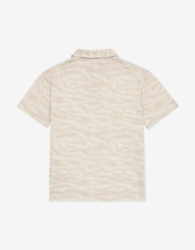 Boys Zebra Print Polo Shirt in Beige