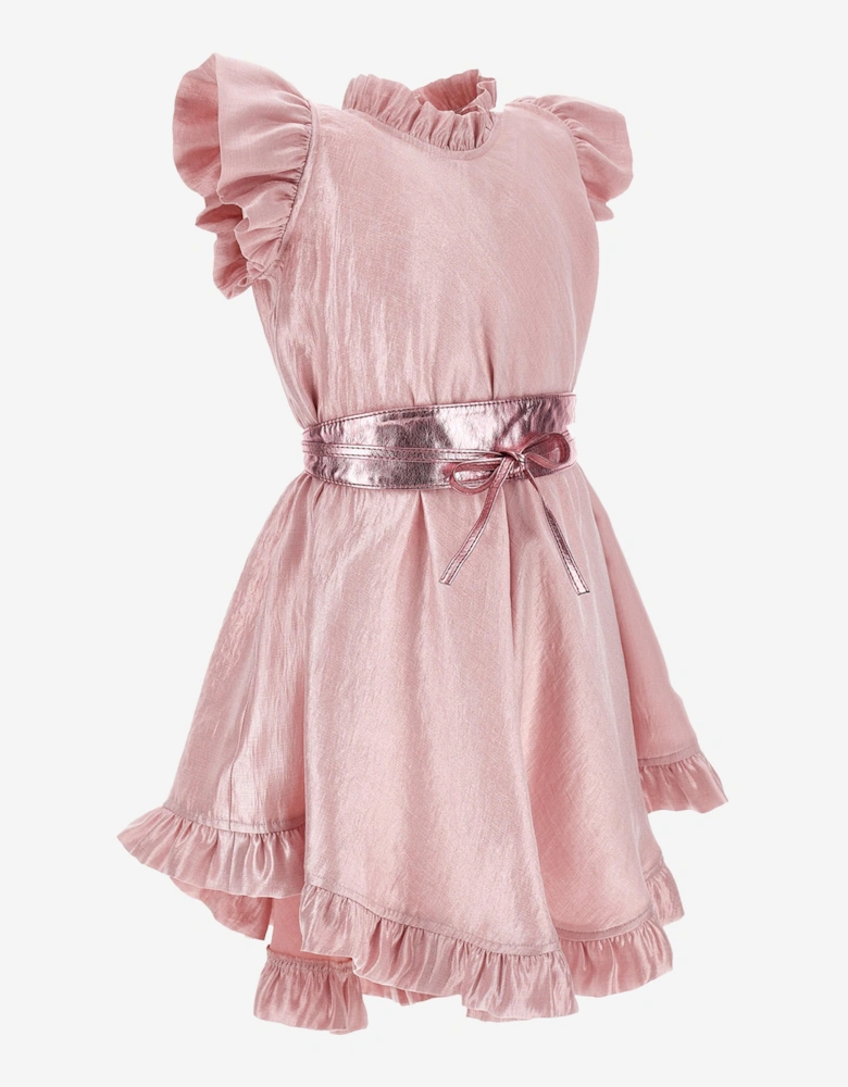 Girls Occasion Dress With Belt in Pink