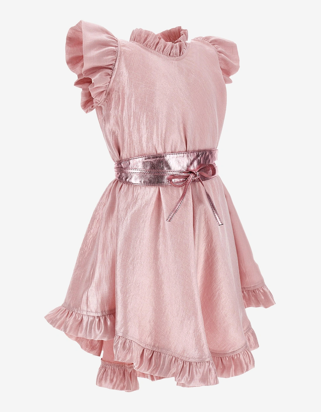 Girls Occasion Dress With Belt in Pink