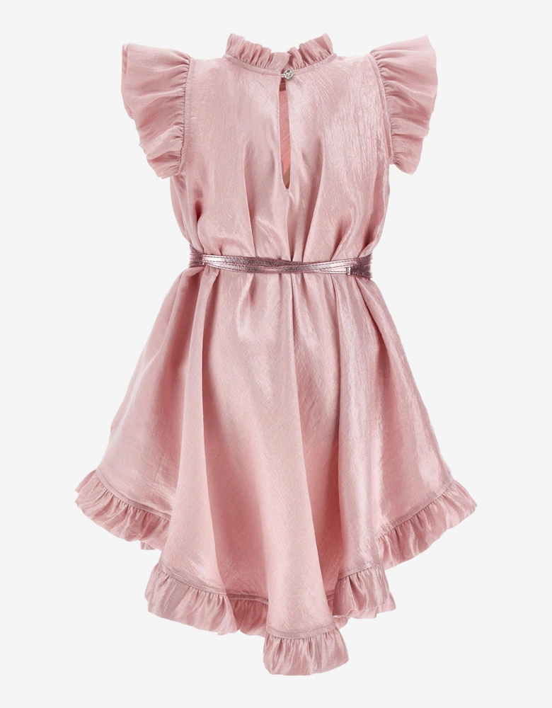 Girls Occasion Dress With Belt in Pink