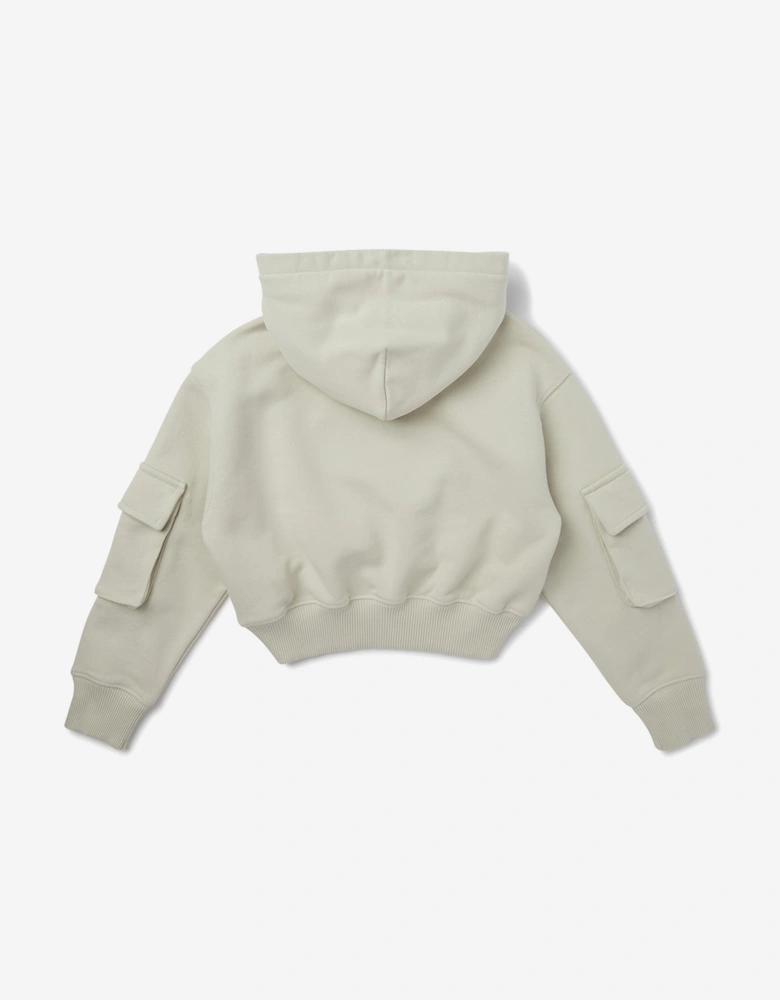 Girls Cargo Cropped Hoodie in Grey