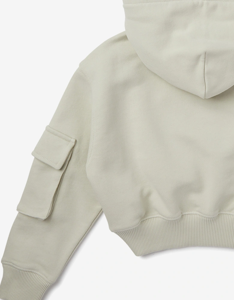 Girls Cargo Cropped Hoodie in Grey