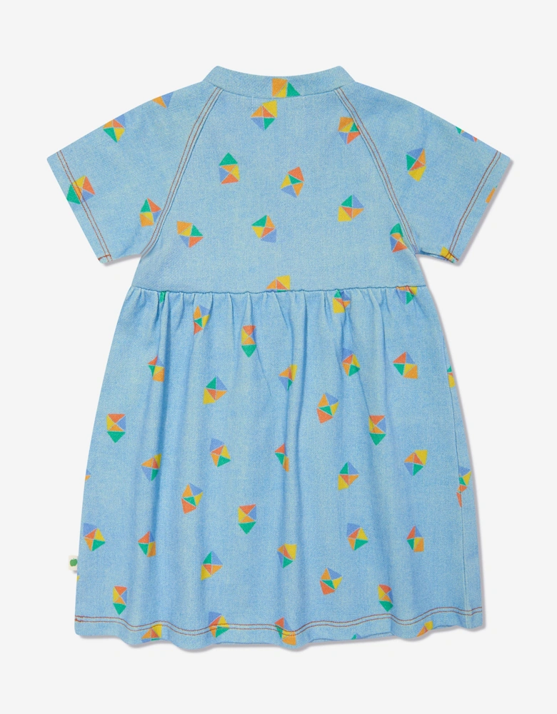 Girls Mermaid Beach Denim Pocket Dress in Blue