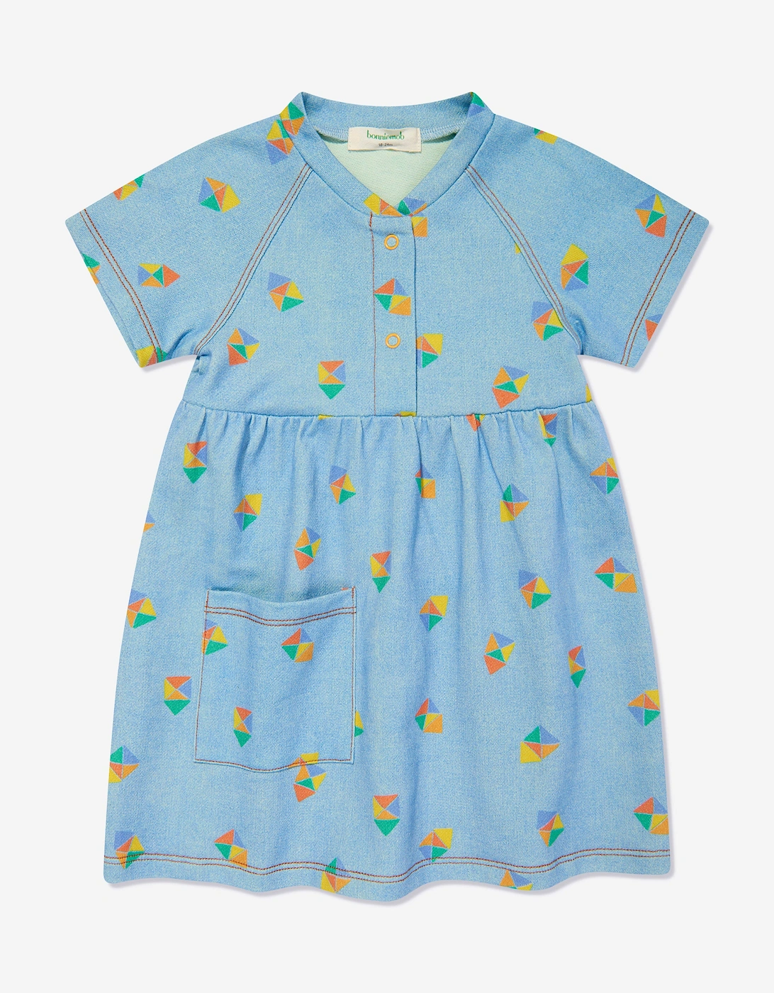 Girls Mermaid Beach Denim Pocket Dress in Blue, 5 of 4