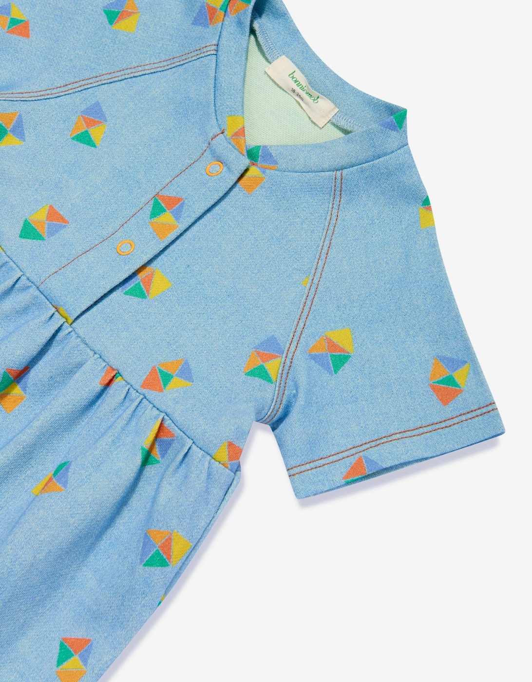 Girls Mermaid Beach Denim Pocket Dress in Blue