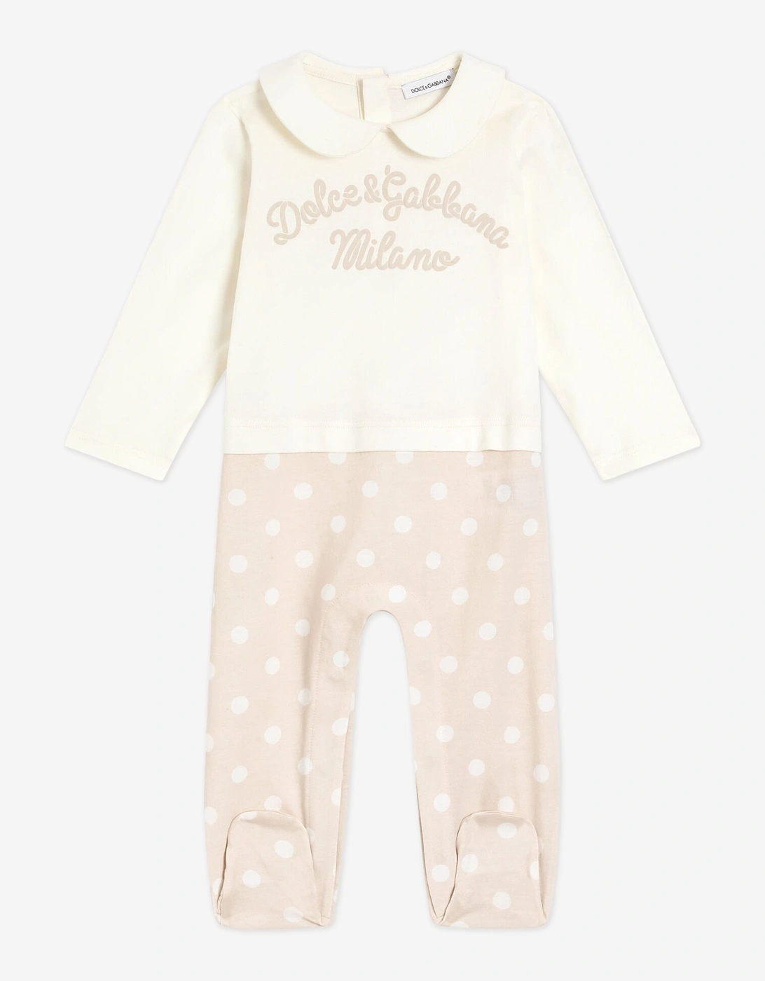 Baby Spotted Logo Babygrow Set in Beige