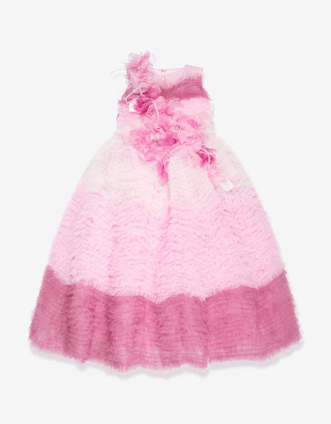 Girls Flower Embellished Degradé Tulle Gown in Pink, 7 of 6