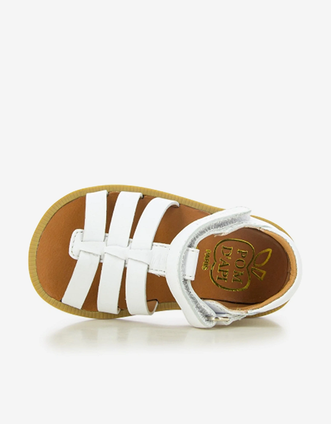 Pom D'Api Girls Leather Poppy Strap Sandals in White