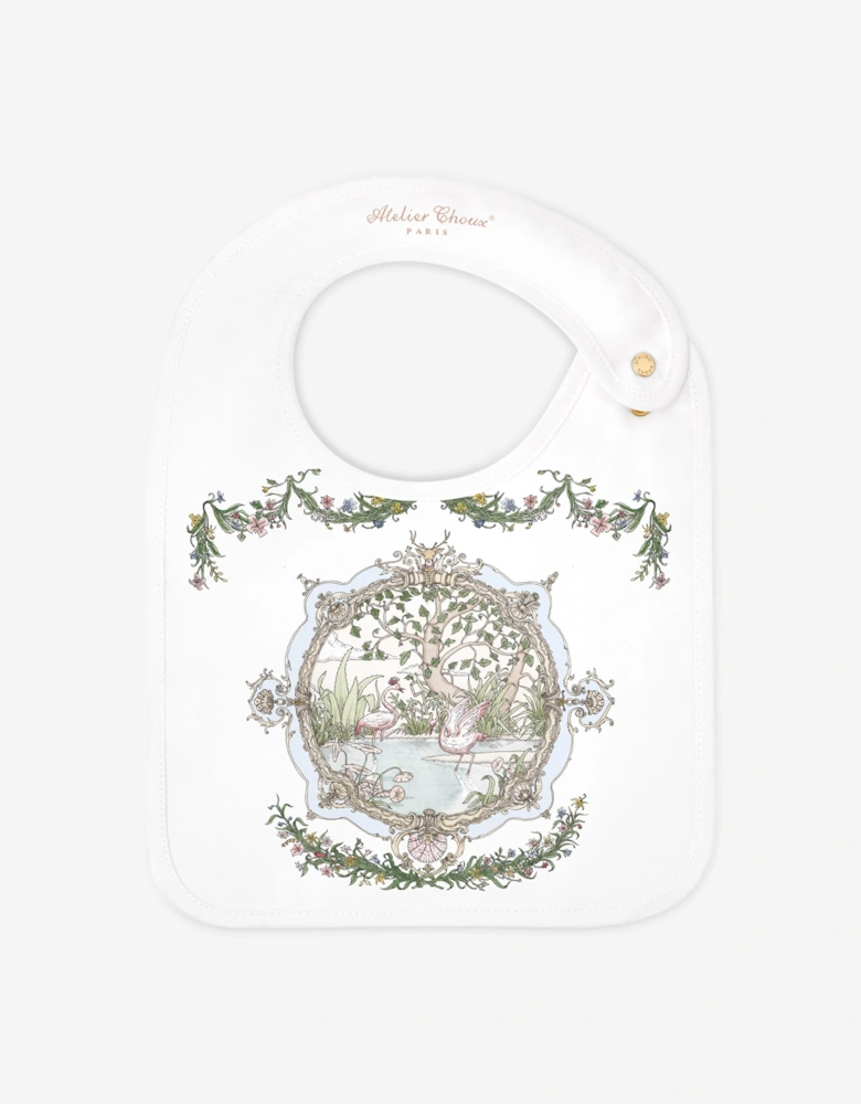 Baby Satin Tapestry Bib in White