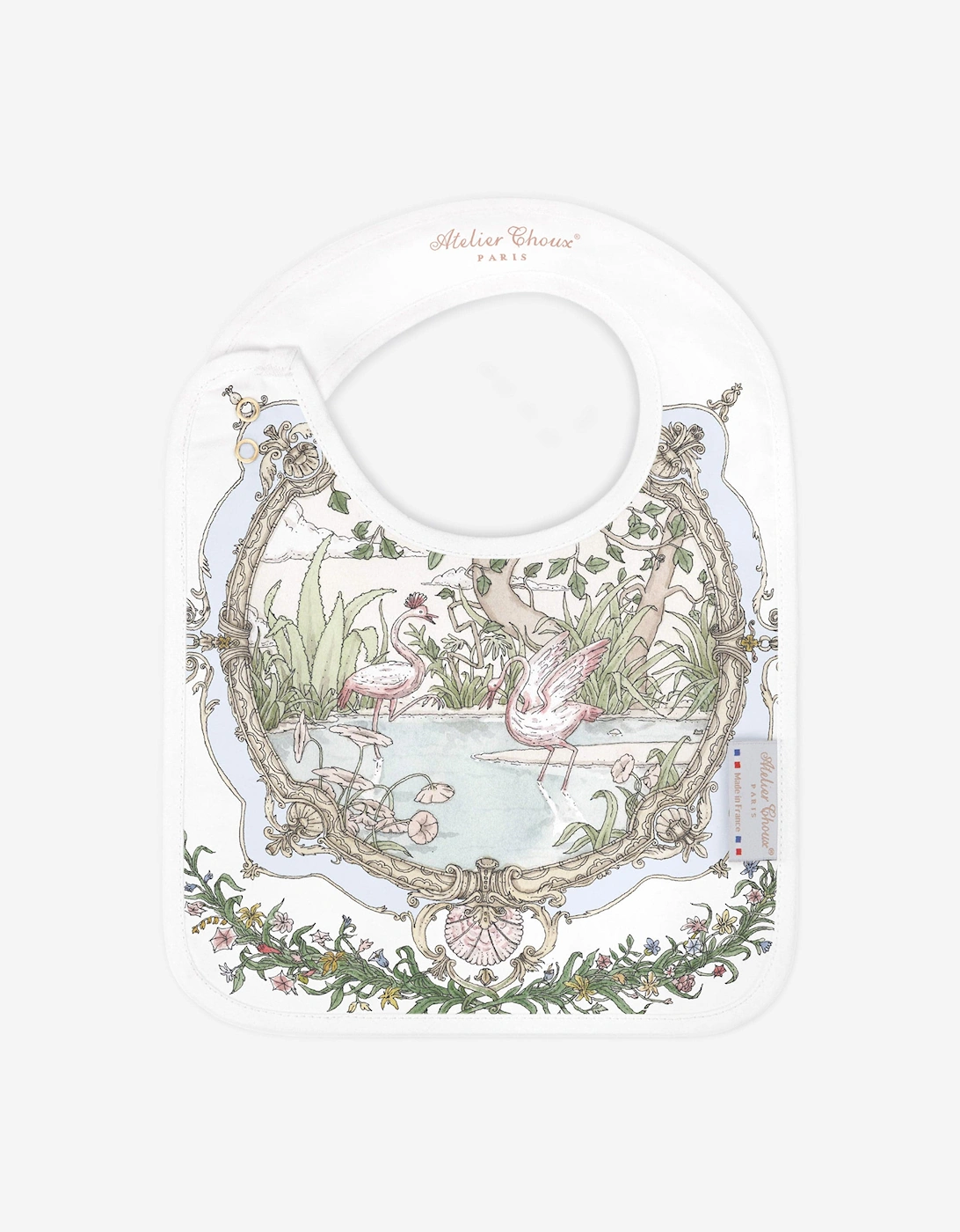 Baby Satin Tapestry Bib in White