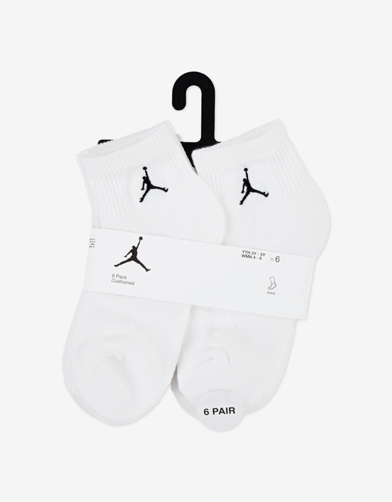 Kids Everyday Essentials 6 Pack Ankle Socks Set in White