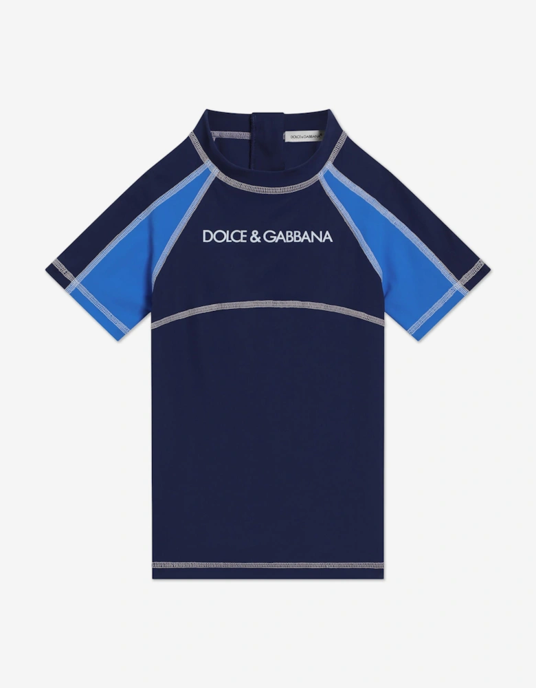 Boys Logo Swim Top in Blue