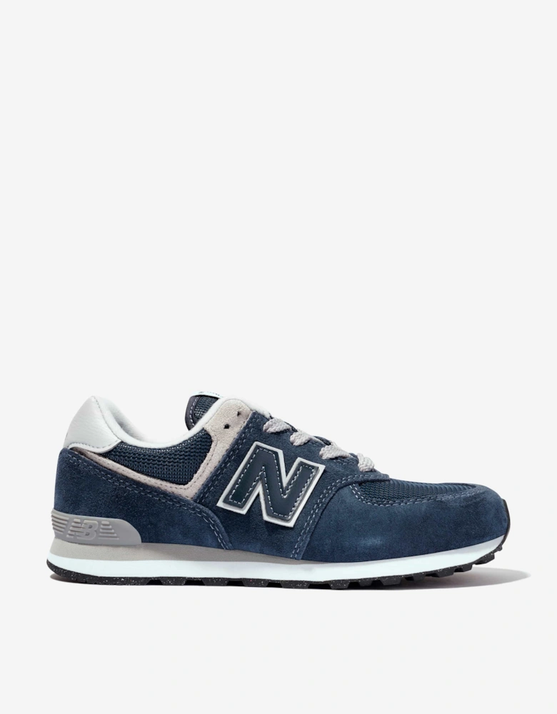 New Balance Kids 574 Lace Up Logo Trainers in Navy
