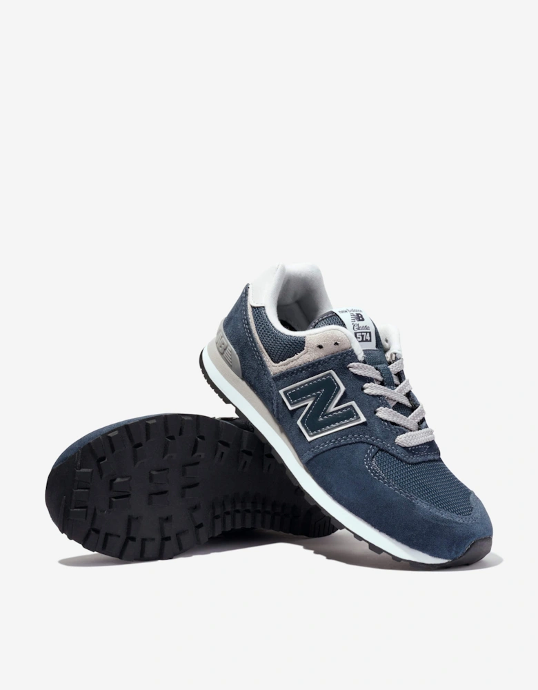 New Balance Kids 574 Lace Up Logo Trainers in Navy