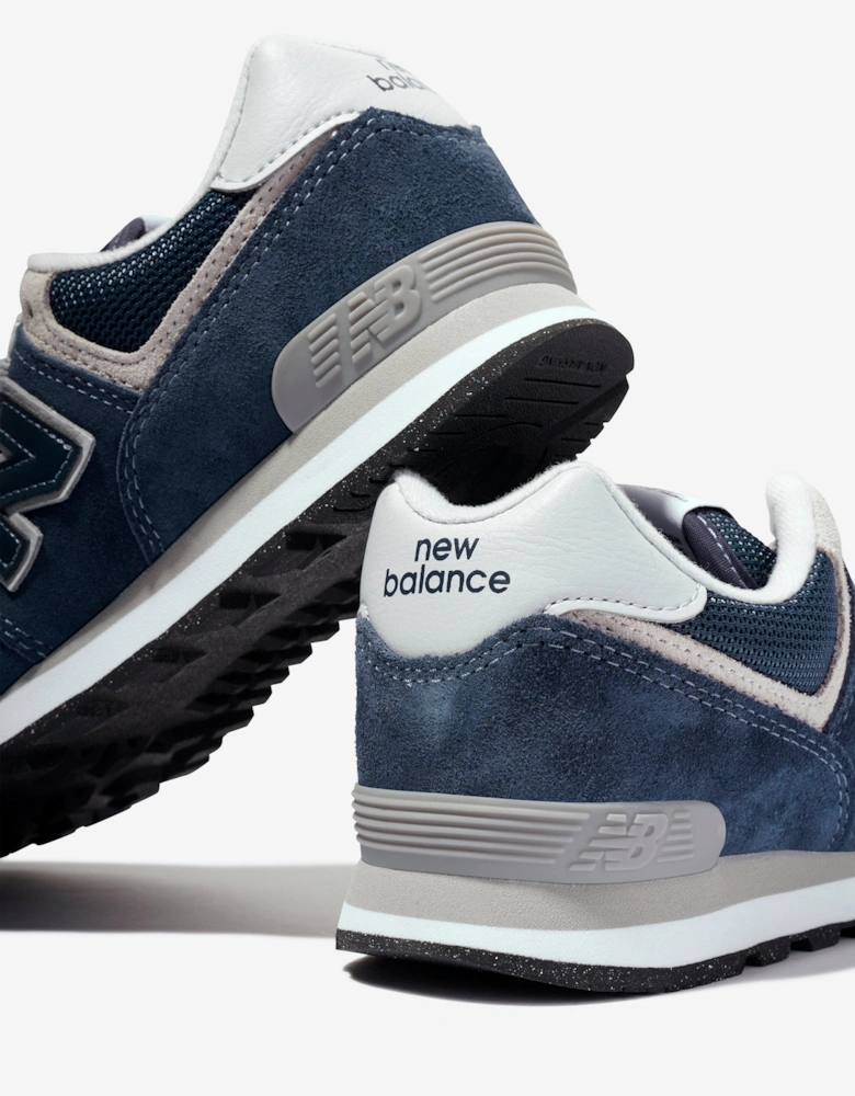New Balance Kids 574 Lace Up Logo Trainers in Navy