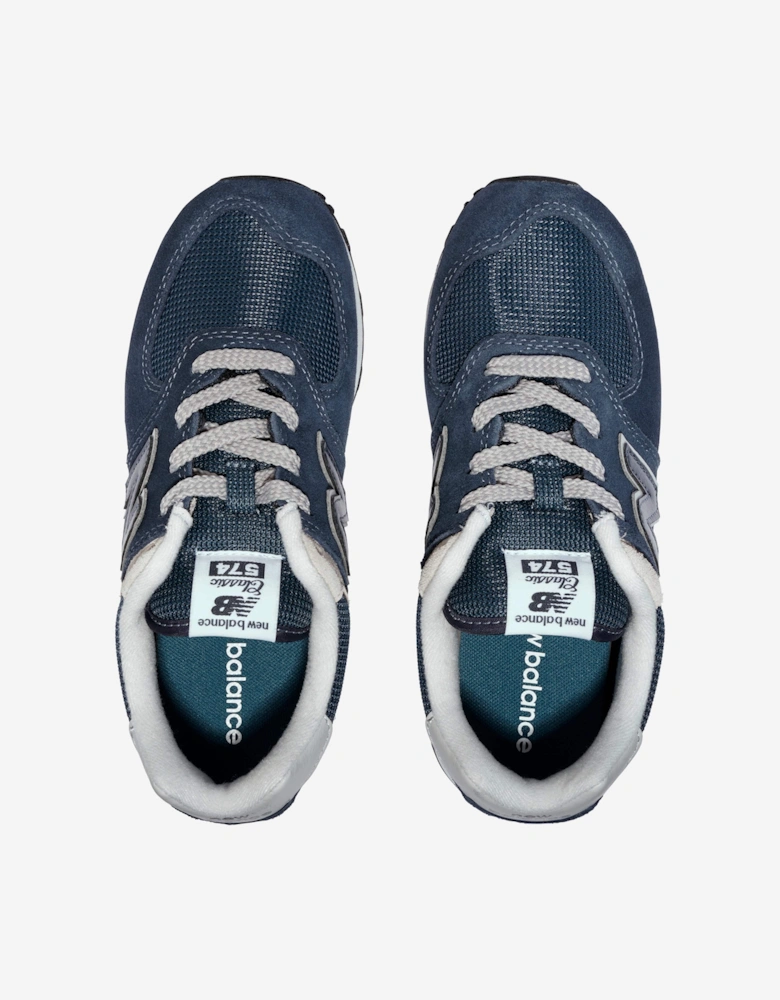 New Balance Kids 574 Lace Up Logo Trainers in Navy