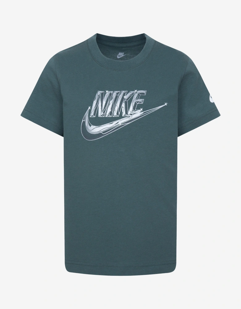 Boys Futura Metallic T-Shirt in Green