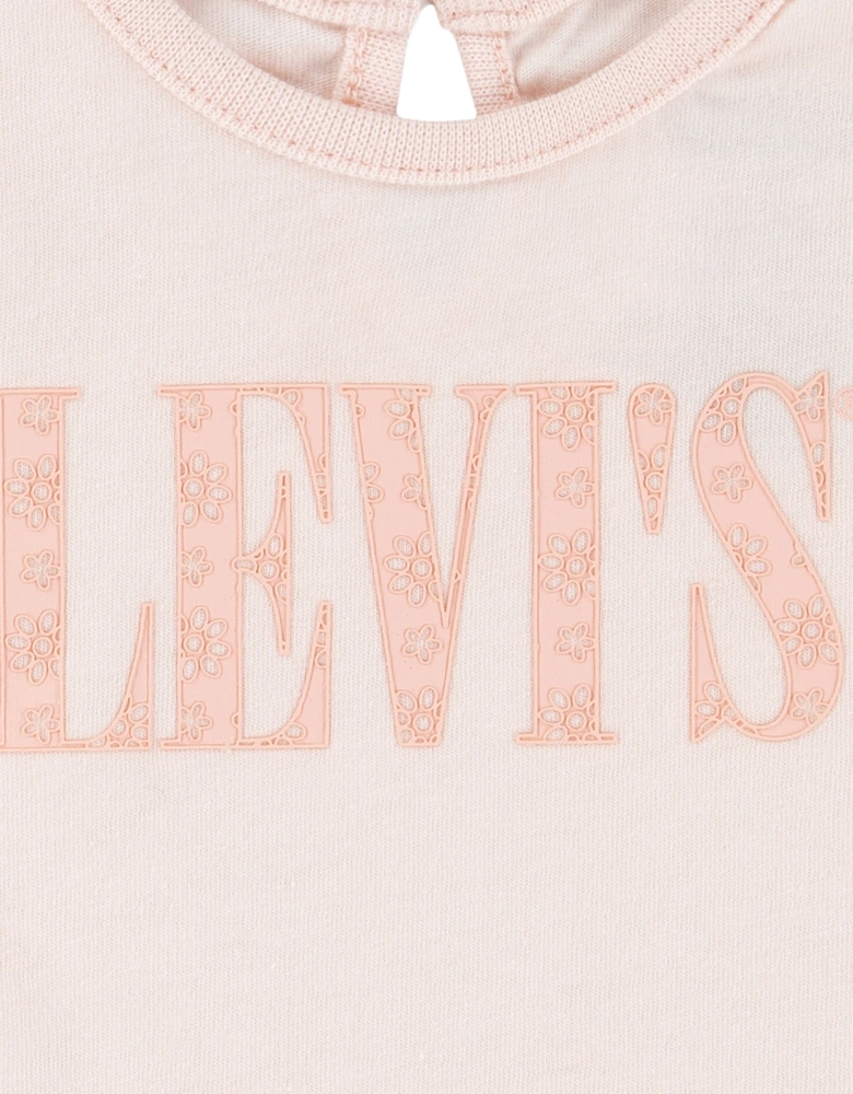 Baby Girls Smocked Sleeve T-Shirt in Pink