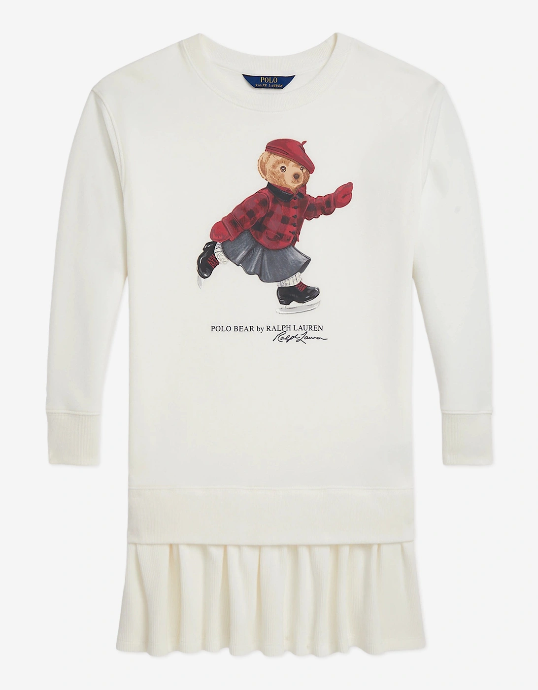 Girls Polo Bear Sweater Dress in Ivory, 5 of 4
