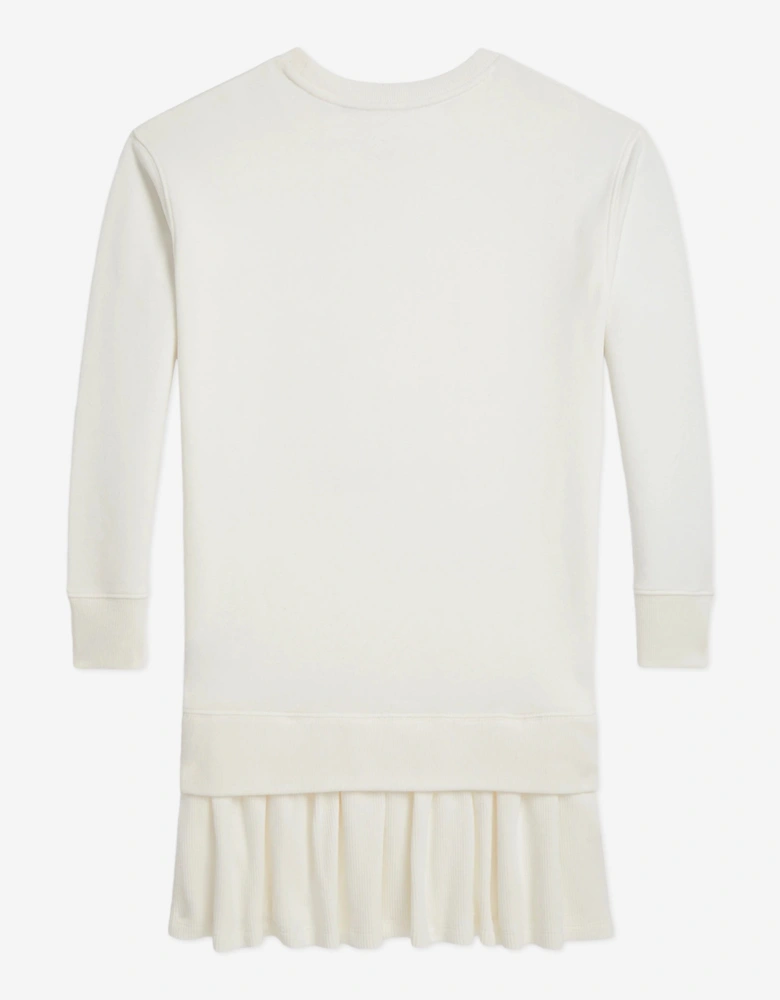 Girls Polo Bear Sweater Dress in Ivory