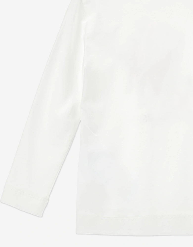 Girls Long Sleeve Bouquet T-Shirt in Ivory