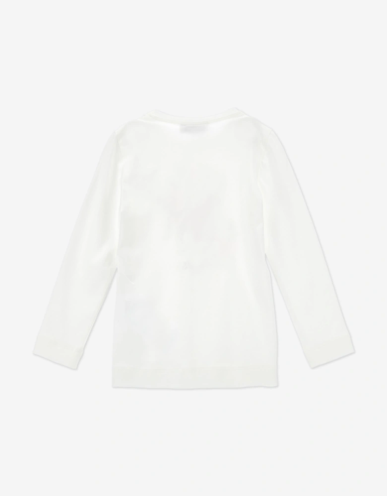 Girls Long Sleeve Bouquet T-Shirt in Ivory