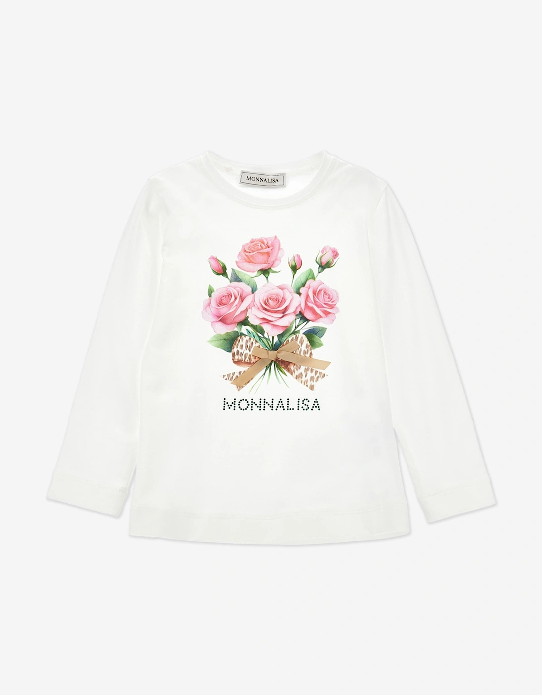 Girls Long Sleeve Bouquet T-Shirt in Ivory, 5 of 4