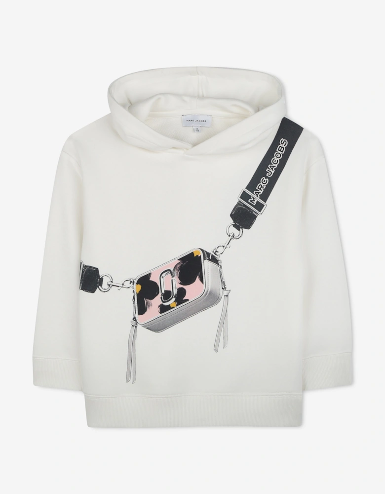 Girls Snapshot Bag Print Hoodie in Ivory