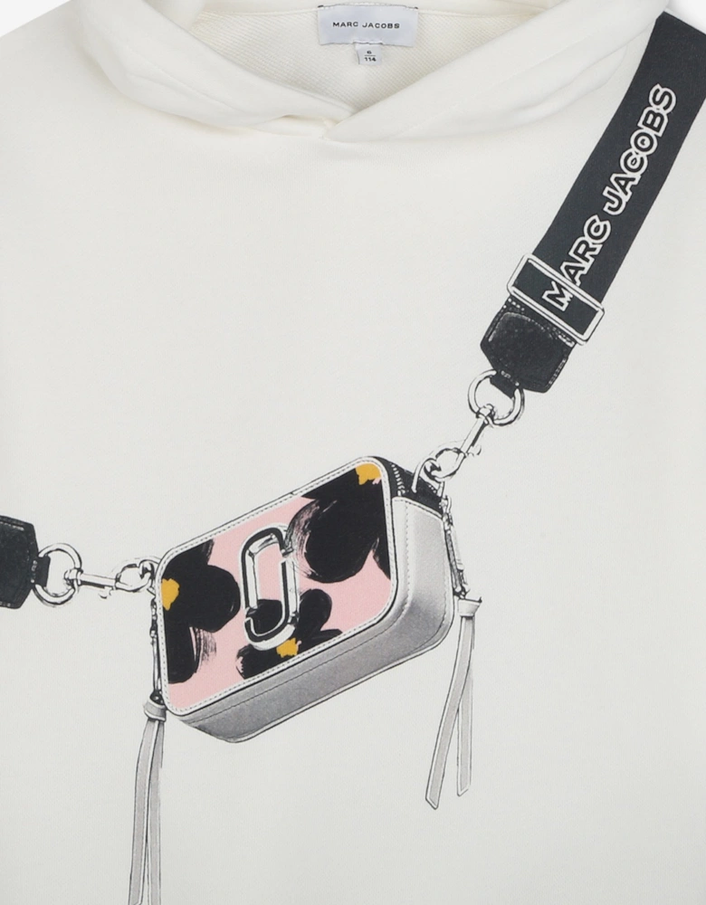 Girls Snapshot Bag Print Hoodie in Ivory