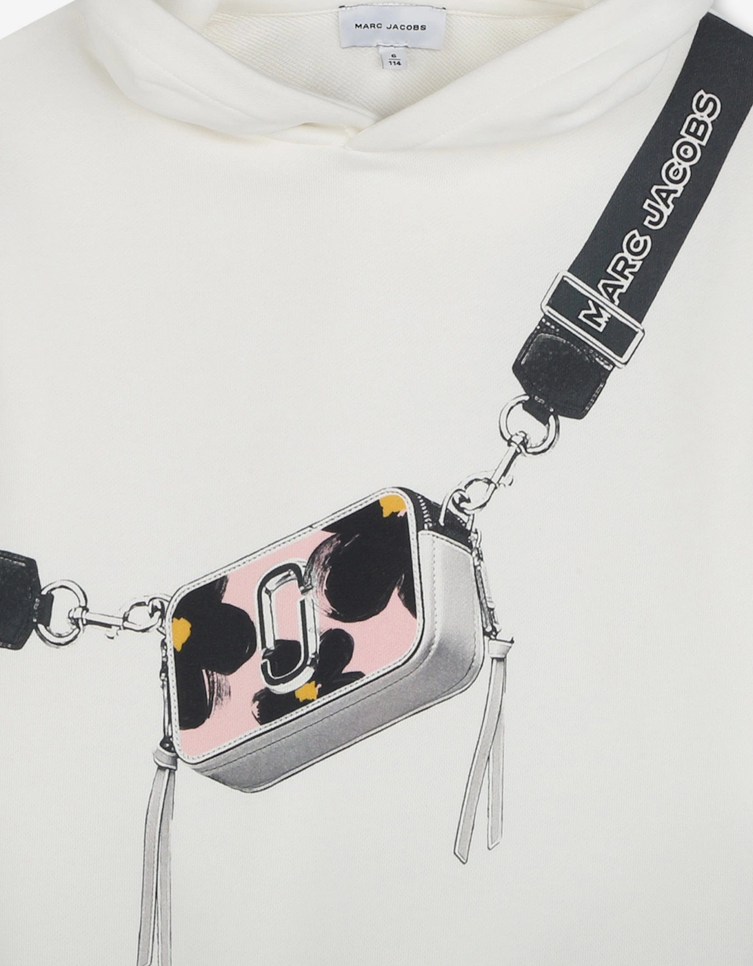 Girls Snapshot Bag Print Hoodie in Ivory