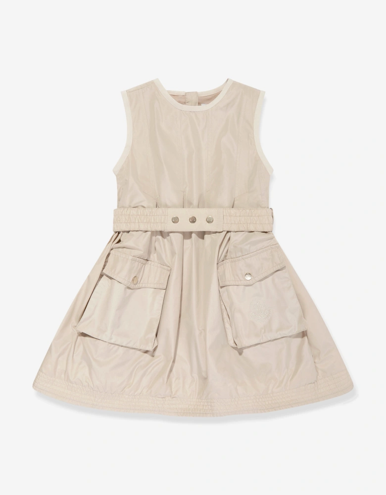 Enfant Girls Sleeveless Pocket Dress in Beige