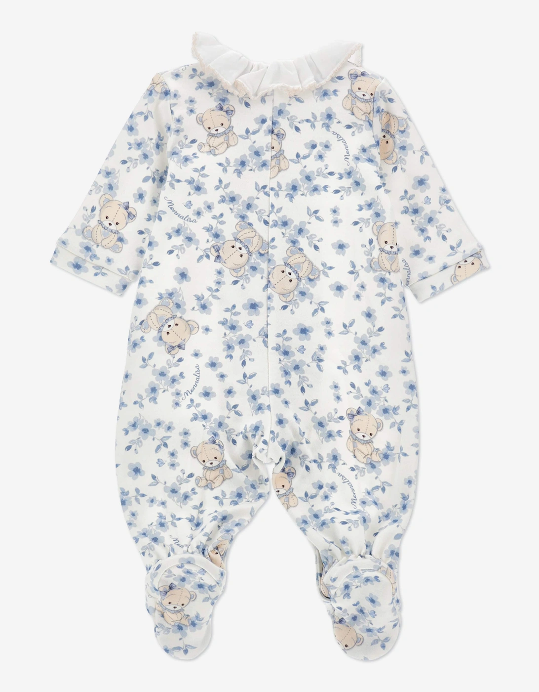 Baby Girls Floral Teddy Bear Babygrow in White