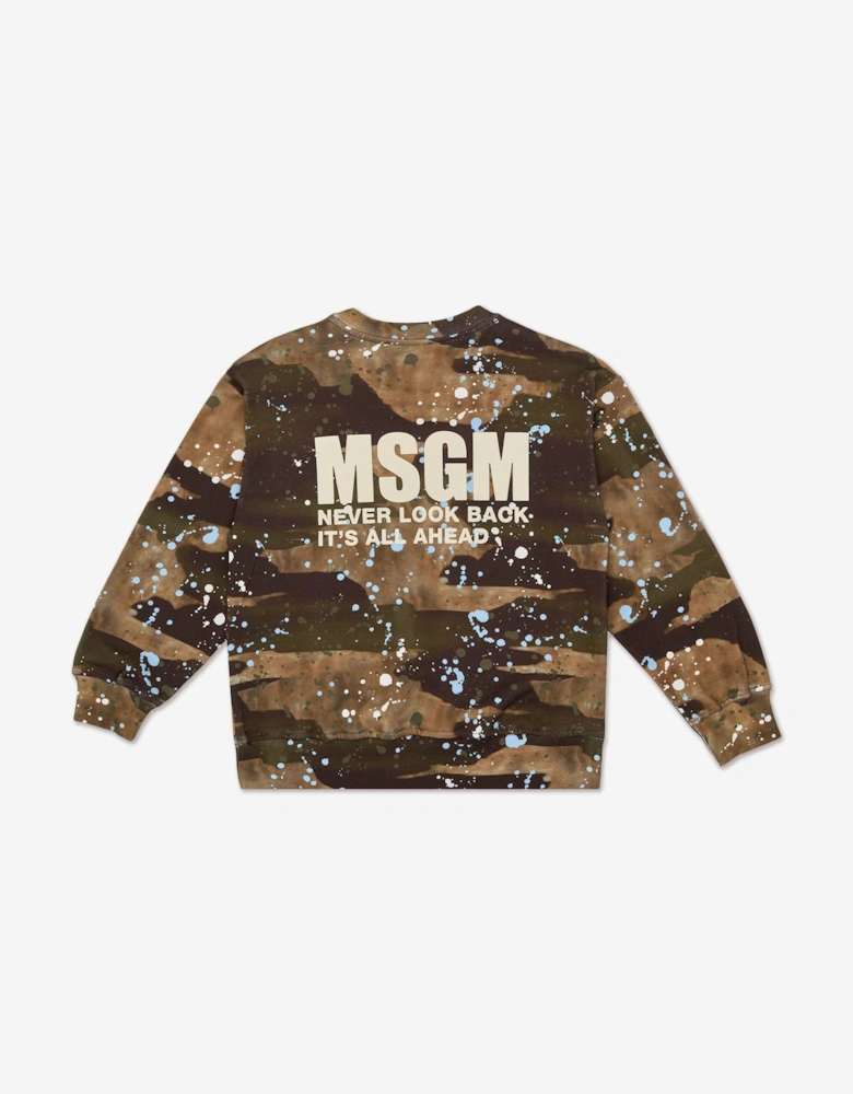 Boys Camo Logo Sweatshirt in Brown