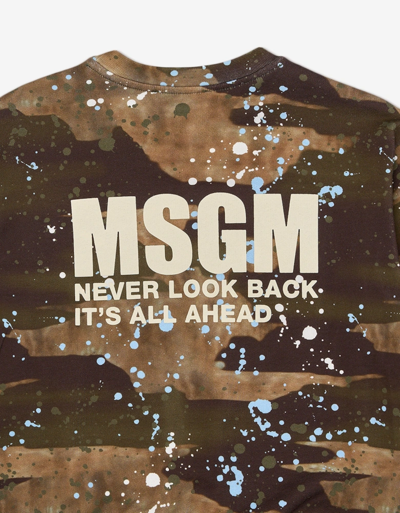 Boys Camo Logo Sweatshirt in Brown