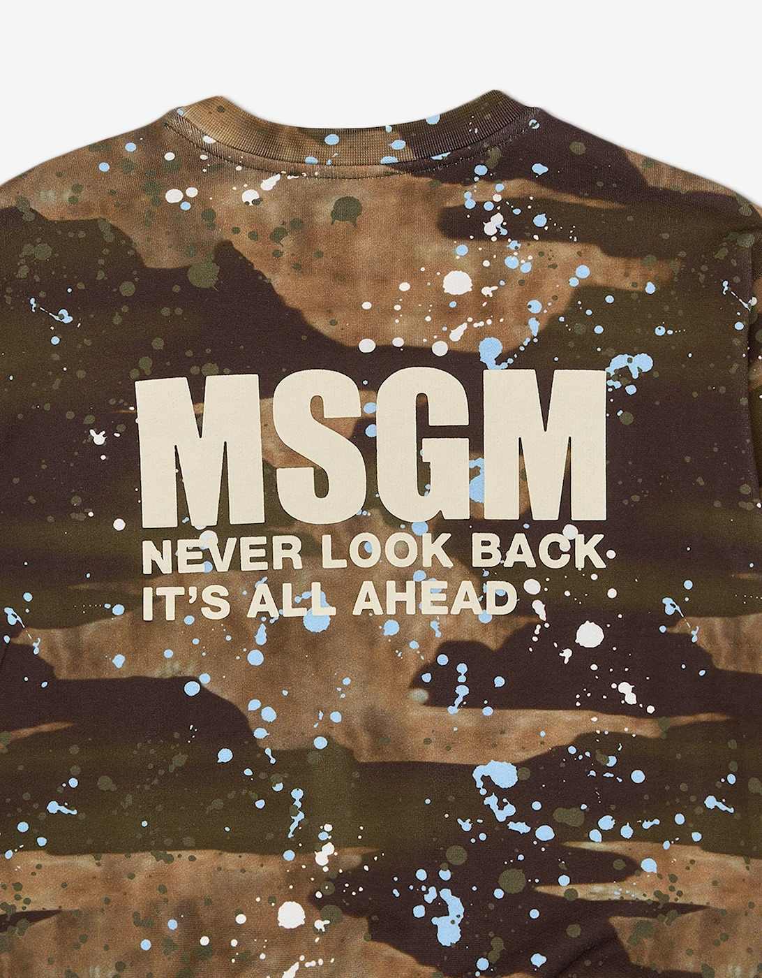 Boys Camo Logo Sweatshirt in Brown