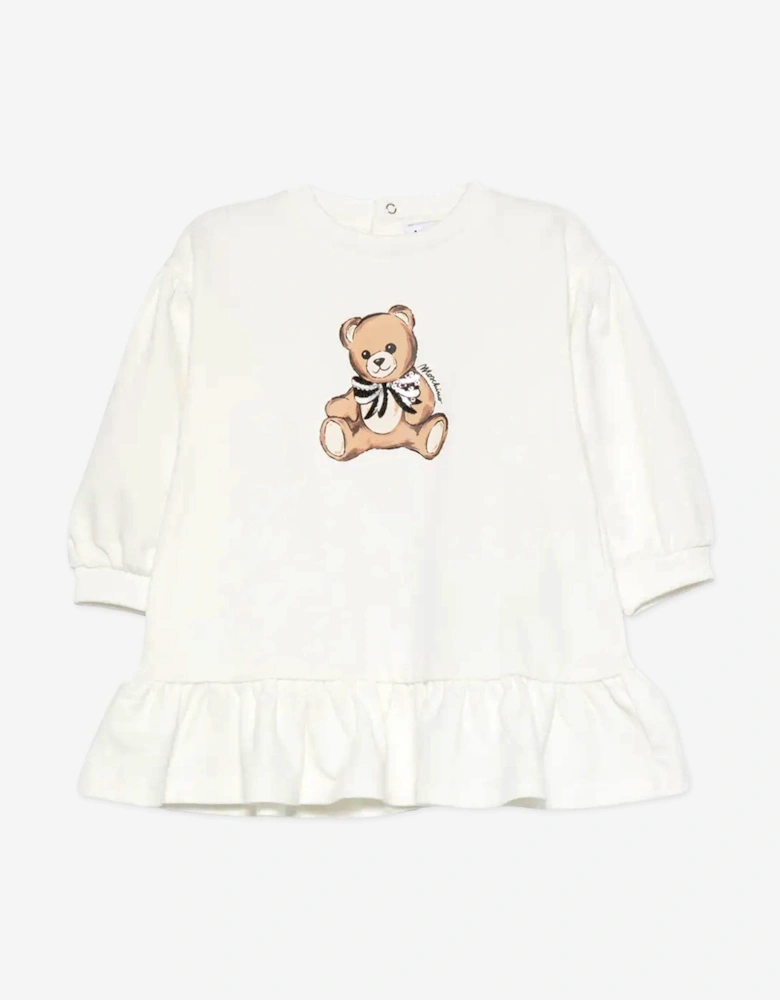 Baby Girls Teddy Bear Sweater Dress in Ivory