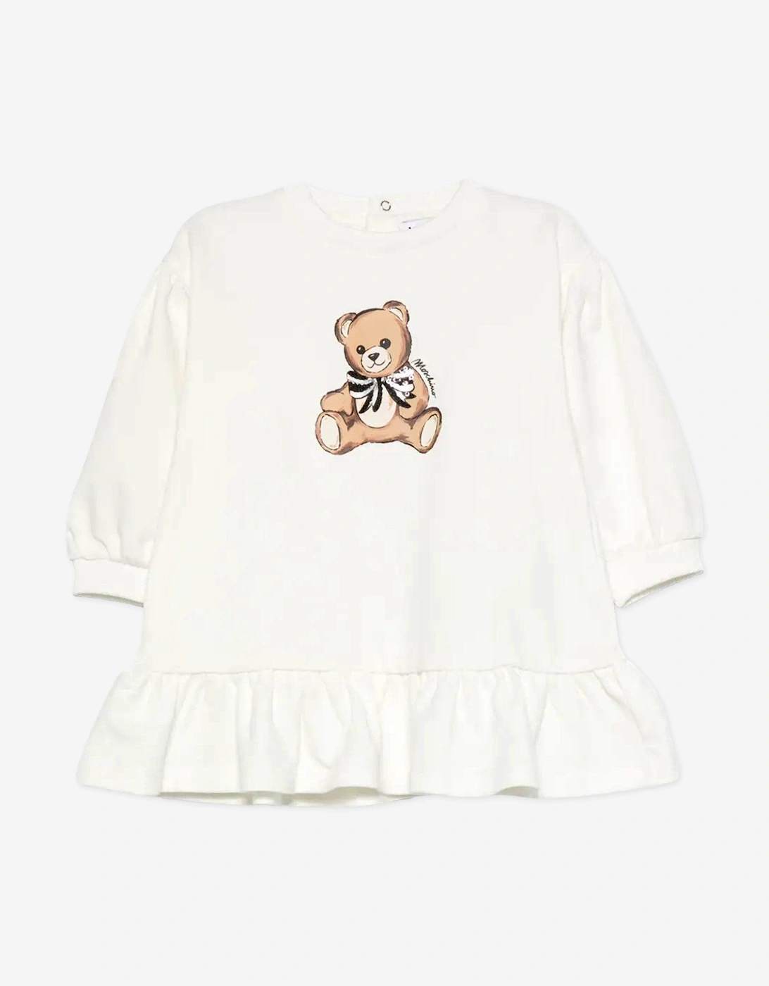 Baby Girls Teddy Bear Sweater Dress in Ivory, 5 of 4