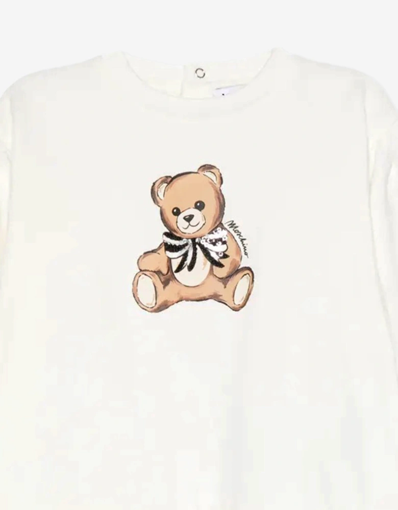 Baby Girls Teddy Bear Sweater Dress in Ivory