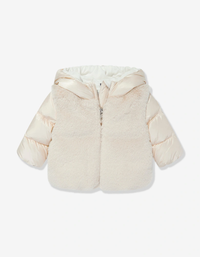 Enfant Baby Girls Down Teddy Fleece Natas Jacket in Beige