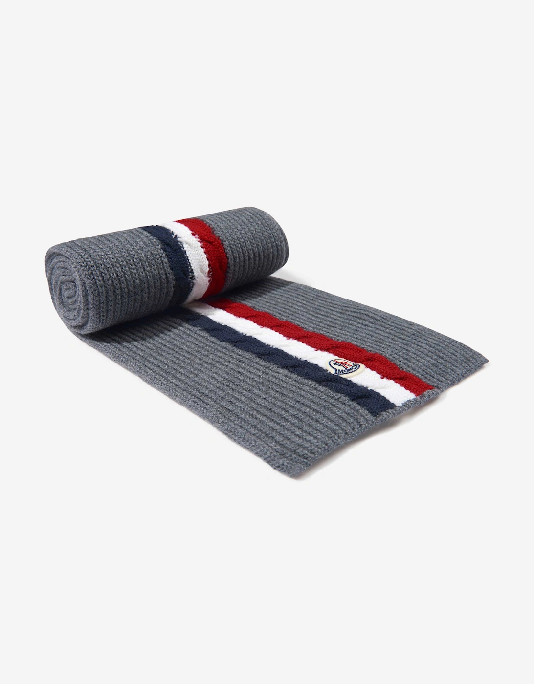 Enfant Boys Wool Striped Logo Scarf