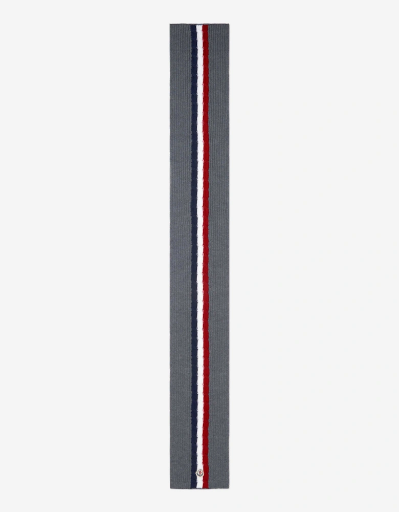 Enfant Boys Wool Striped Logo Scarf