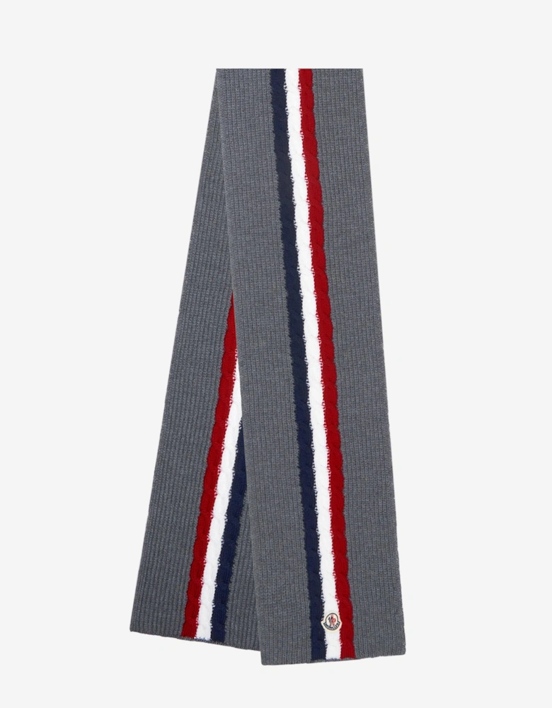 Enfant Boys Wool Striped Logo Scarf
