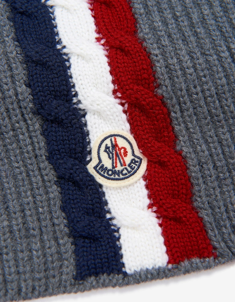 Enfant Boys Wool Striped Logo Scarf