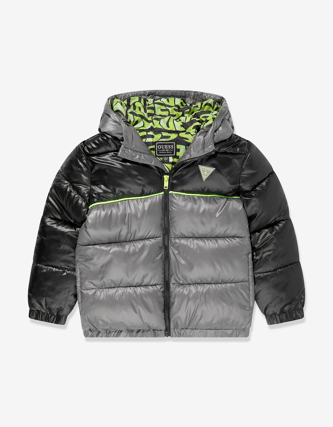 Boys Hooded Puffer Jacket in Grey, 5 of 4