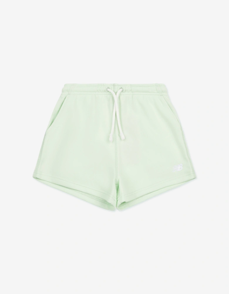 Girls French Terry Small Logo Shorts in Green