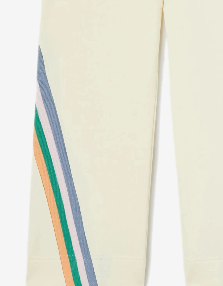 Girls Colourful Track Wide Pants in Ivory